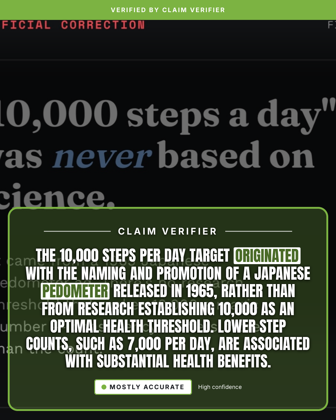 Fact-check card, verdict Mostly accurate